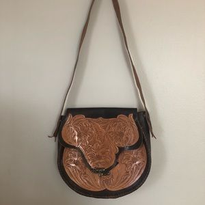 Painted leather bag
